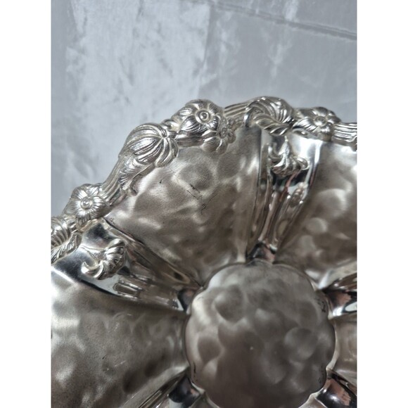 Vintage WMF Germany Ikora EP Silver Plate Floral Footed Serving Bowl 11” - Picture 7 of 16